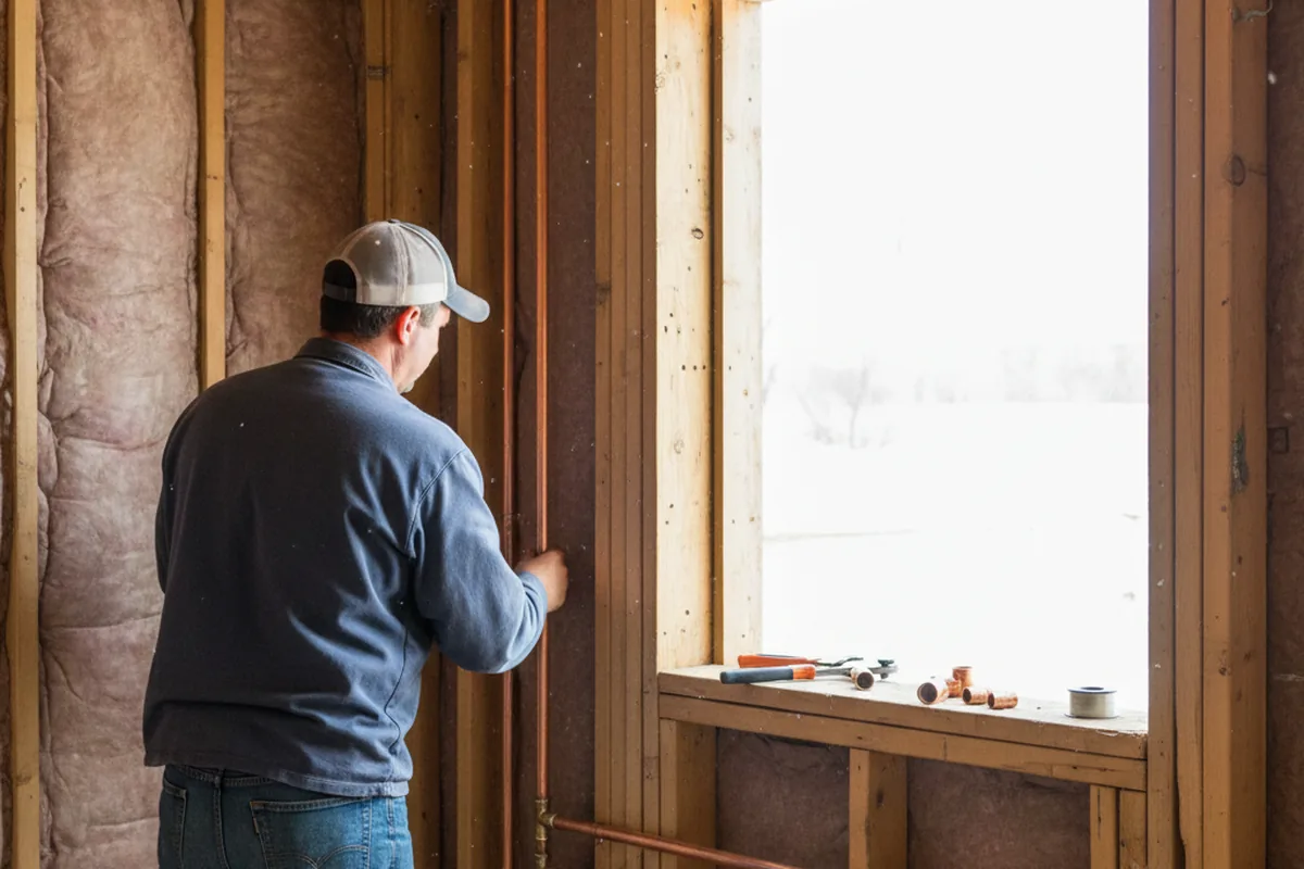 Licensed plumber running new copper supply lines in a Kingsville home