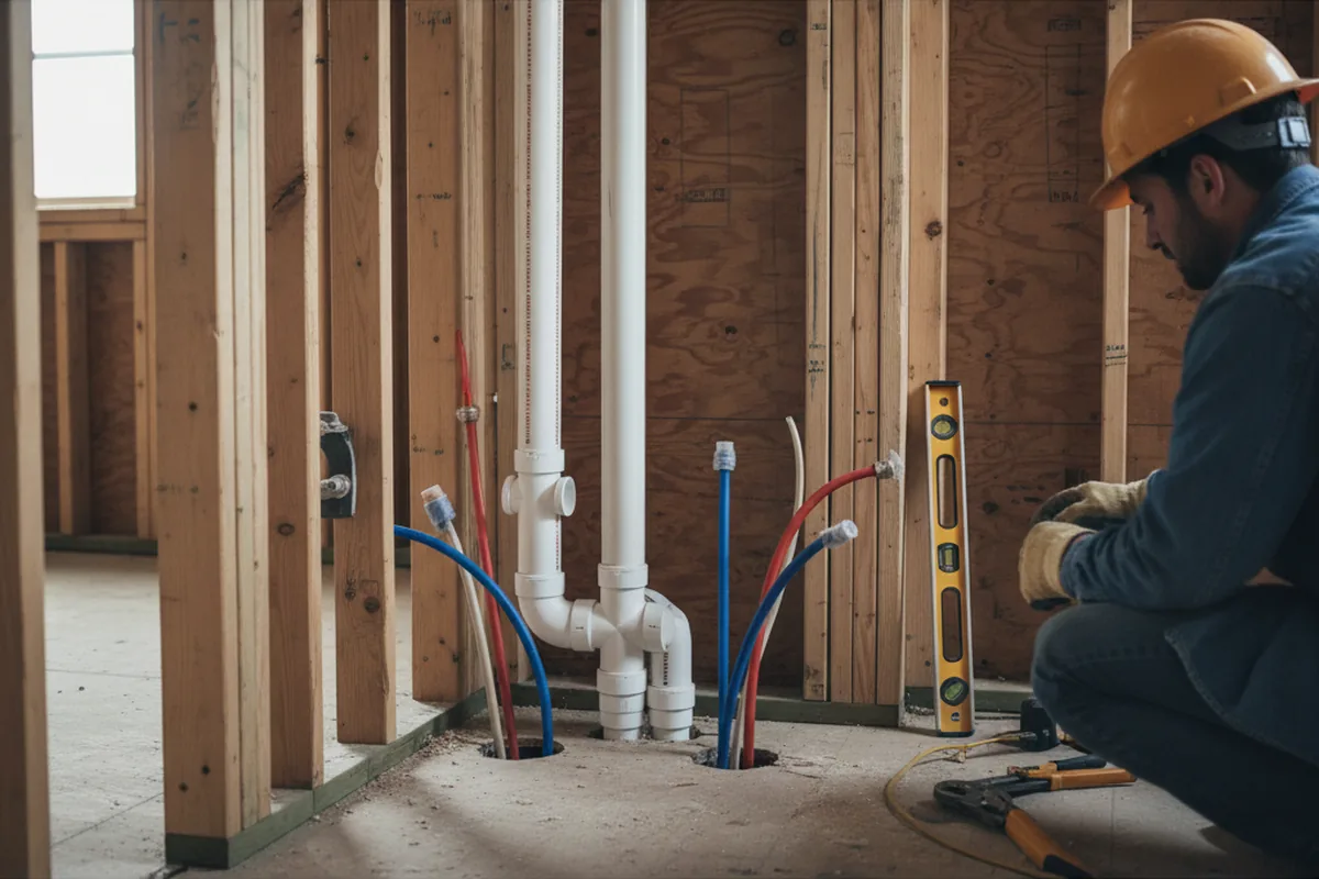 Drain and supply rough-in during Sump Pump Repair in Kingsville